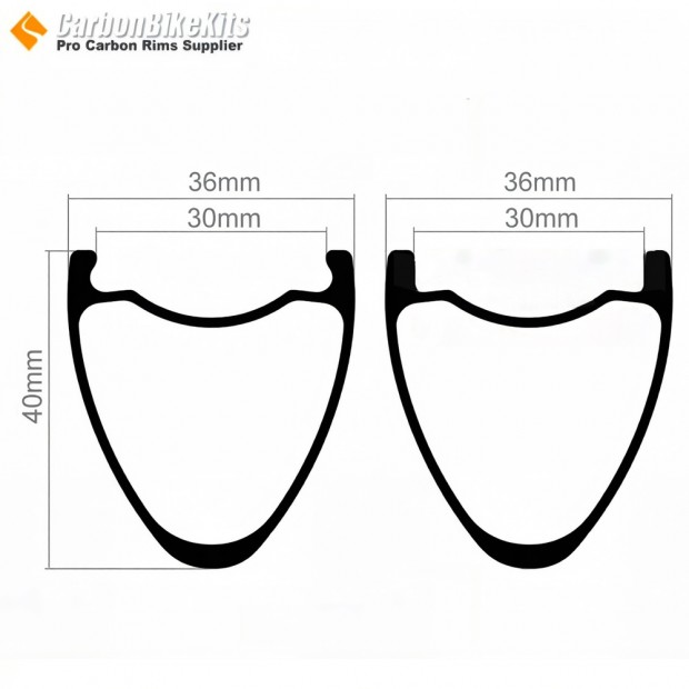 700C 40x36mm Ruota in Carbonio Simmetrica Tubeless per Gravel / CX 700C 40x36mm Ruota in Carbonio Simmetrica Tubeless per Gravel / CX